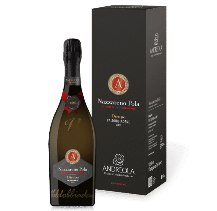 Dirupo Nazzareno Pola Extra Dry Etichetta del Fondatore Andreola Diszdobozban 0,75L