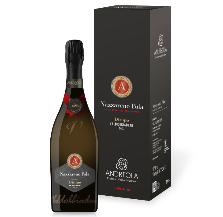 Dirupo Nazzareno Pola Extra Dry Etichetta del Fondatore Andreola Diszdobozban